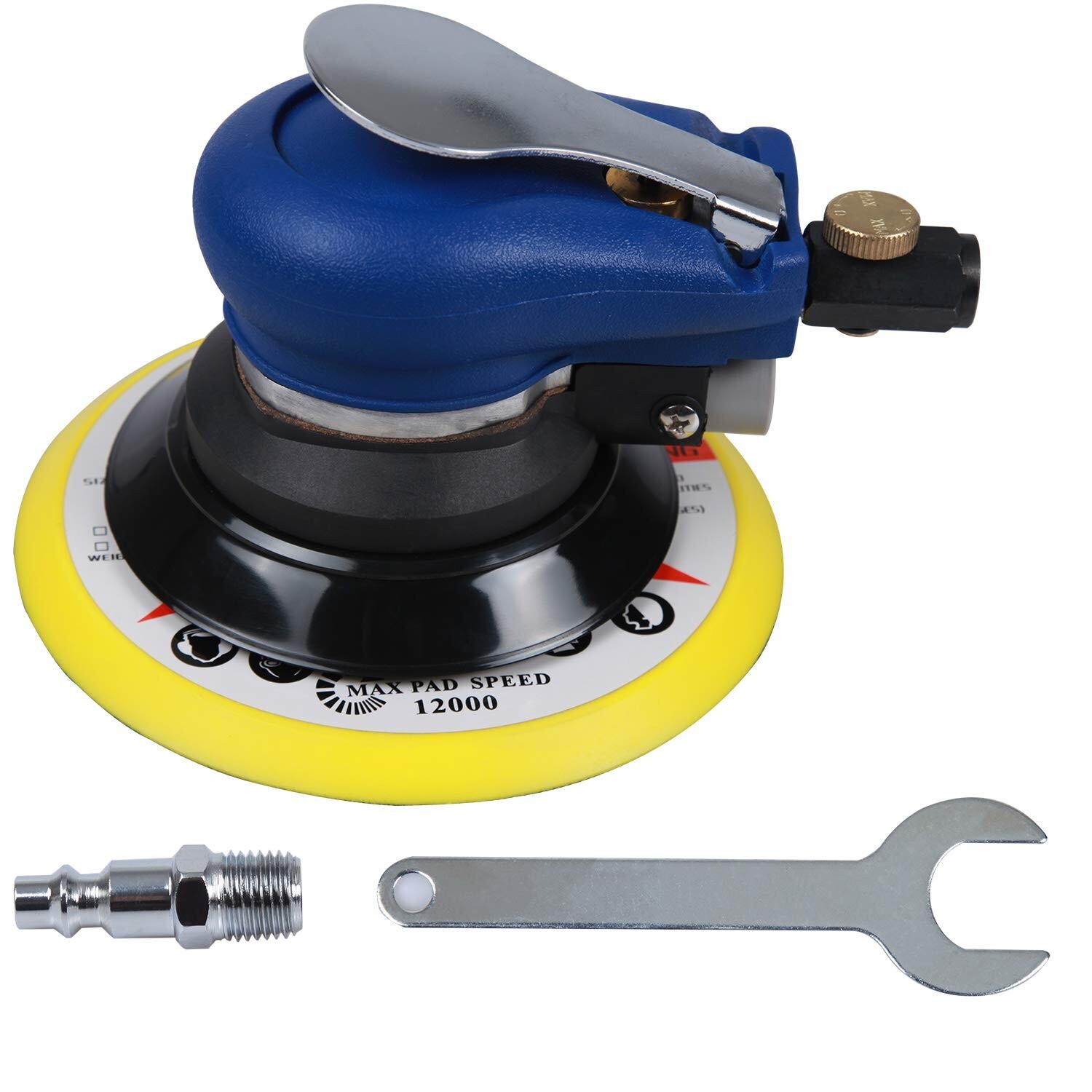 6" Air Palm Random Orbital Sander, Dual Action Pneumatic Polisher Speed Adjus...