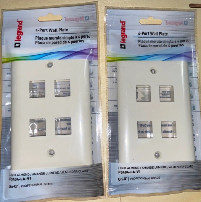 (Pack of 2) Legrand F3404-LA-V1 Light Almond 4-Port Wallplate New  Legrand On-Q