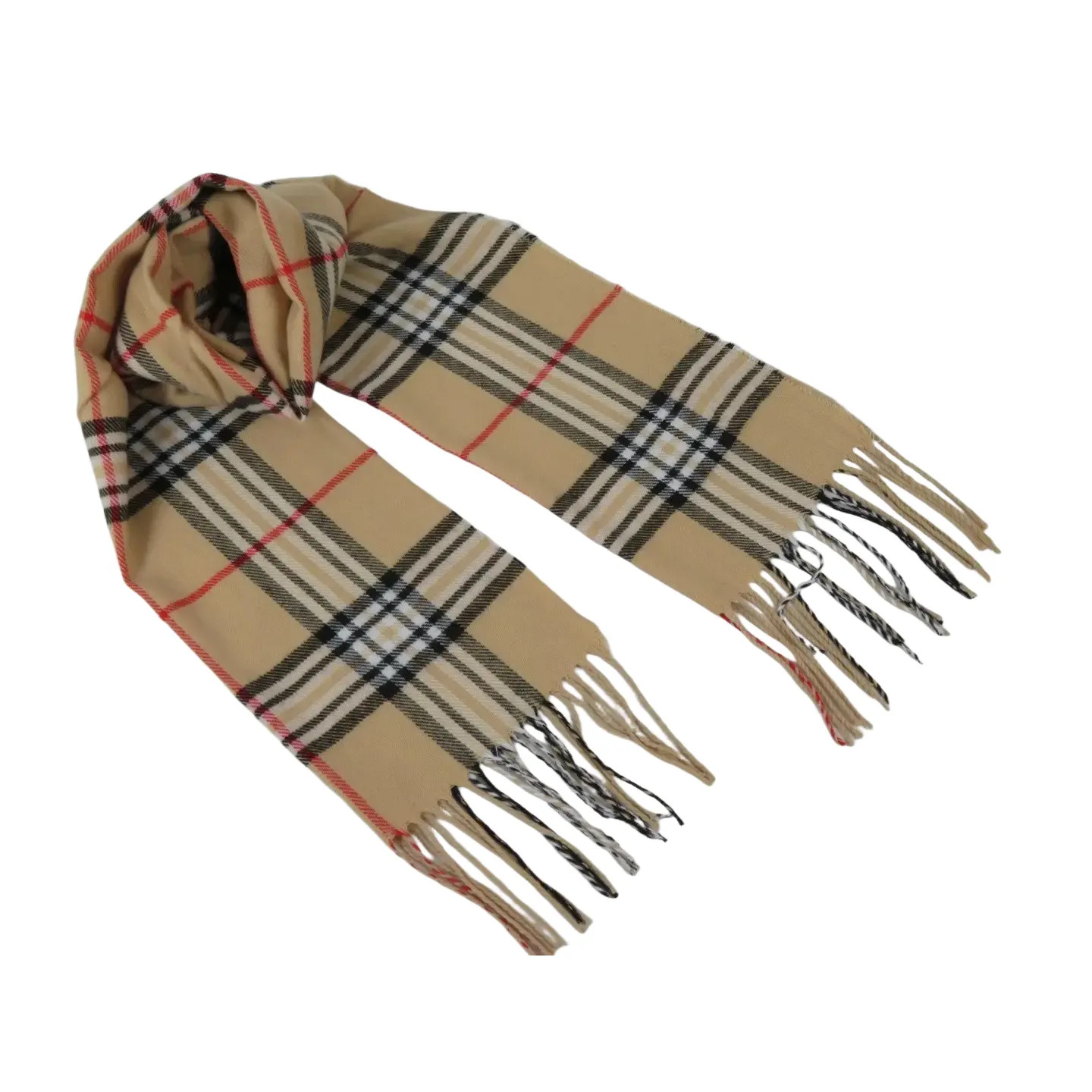 J.Valintin Unisex Plaid Scarf Soft Feel Acrylic Fashion Design #Scarf4 beige