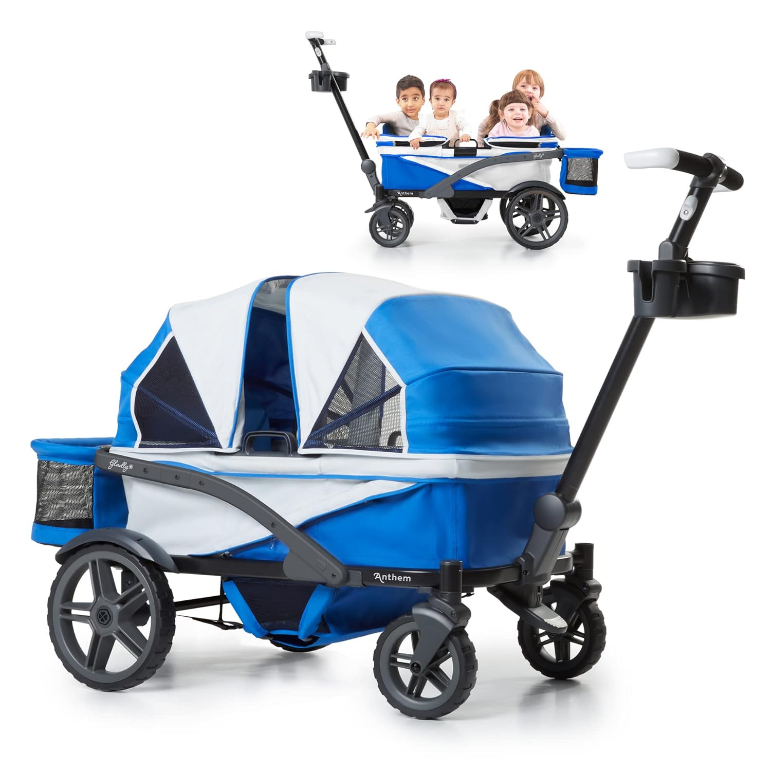Anthem4 Quad All-Terrain Wagon Stroller with Easy Push and Pull, Removable XL Ca