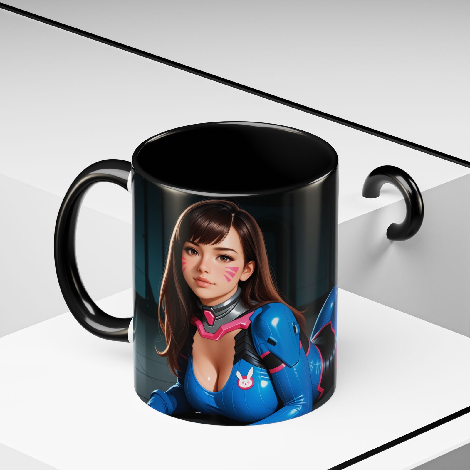 Sexy D.Va Mug, Overwatch Gamer Girl Coffee Cup, Hot Mech Pilot Gift, 11oz