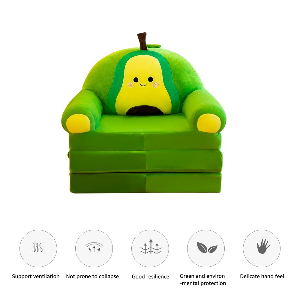 Comfy Toddler Chair Couch for Kids 3-in-1 Soft Plush Fold Out Sofa for Children