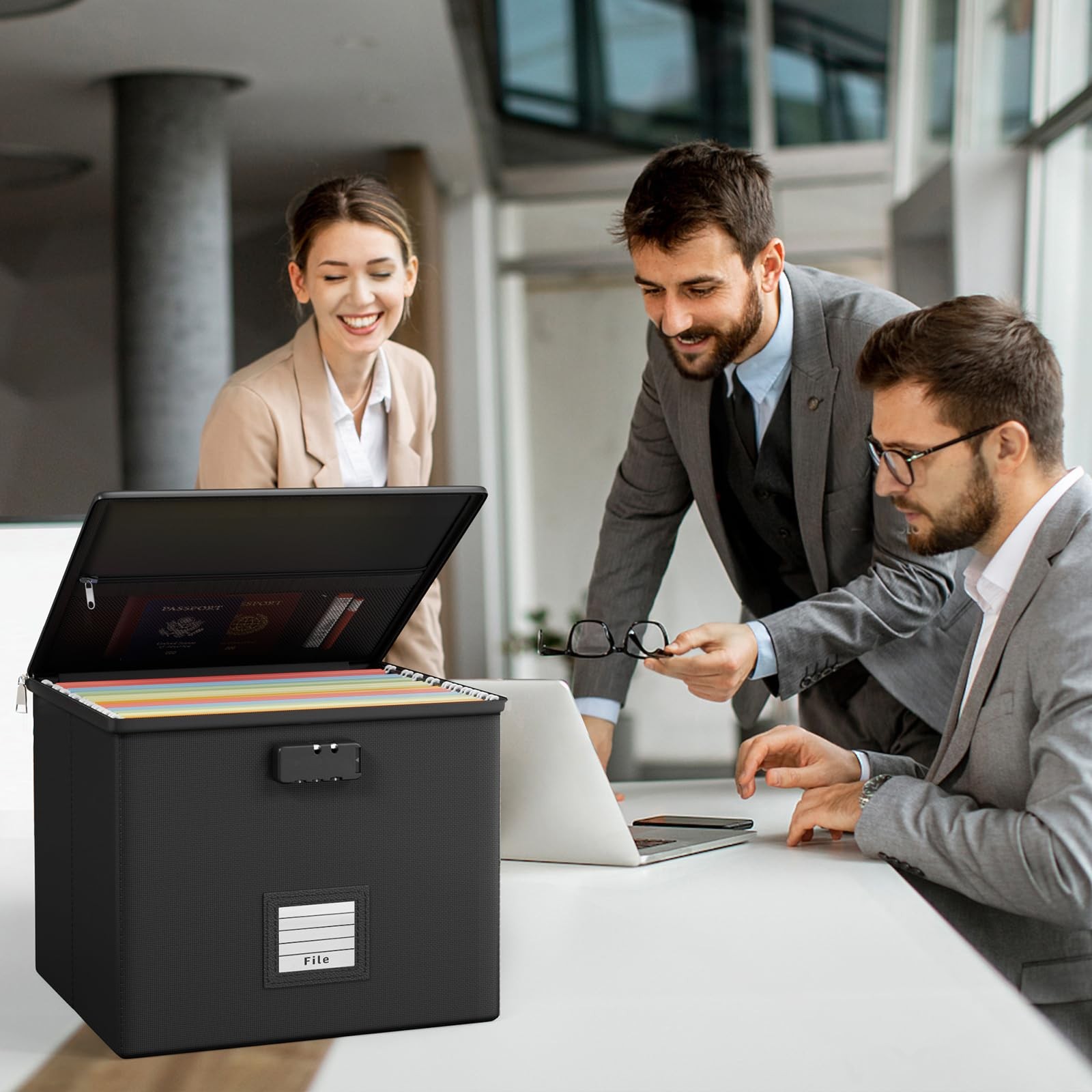 Fire Proof File Box for Documents - Portable Fireproof Document Organizer Box...