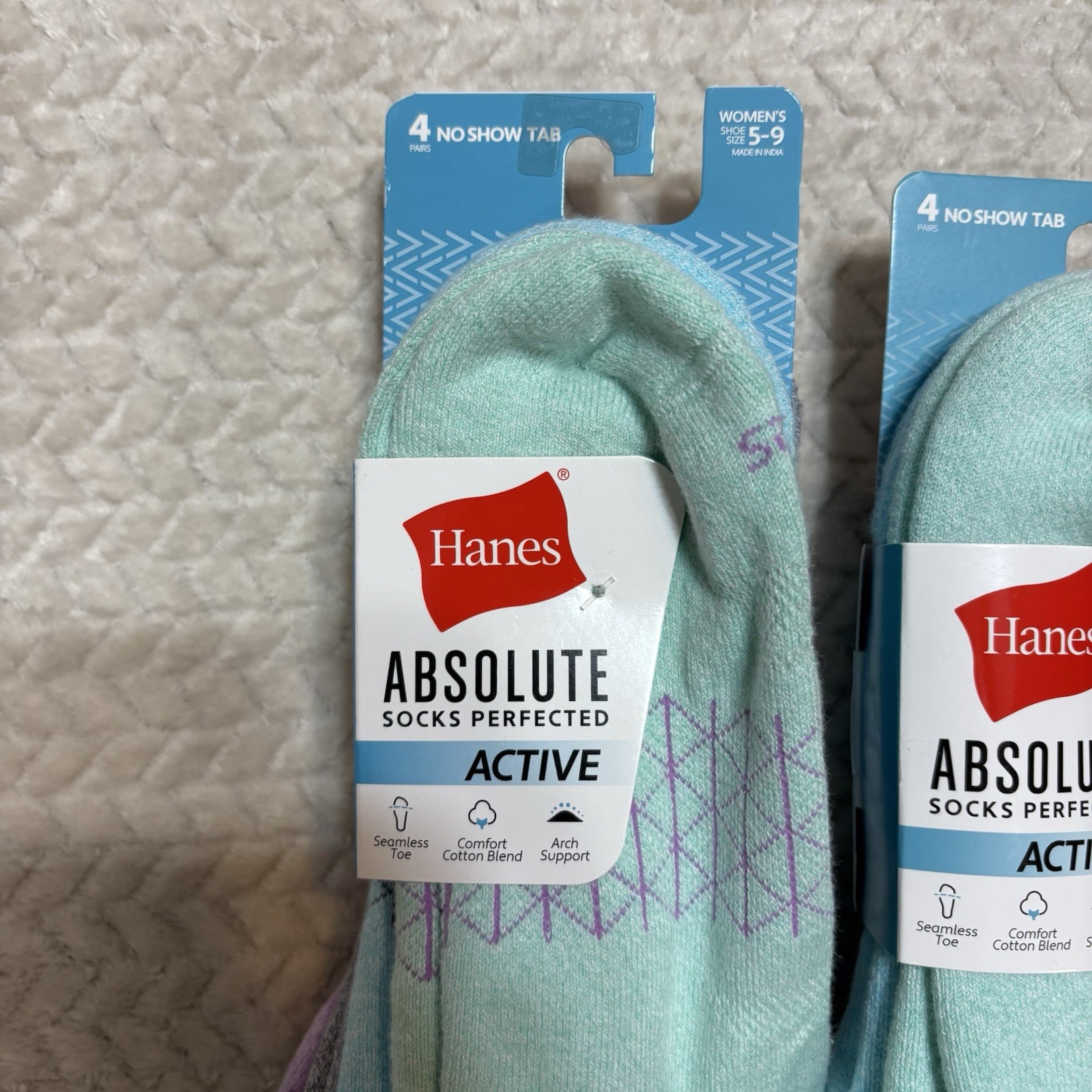 Women’s Hanes Absolute Active No Show Tab Socks 8pr Size 5-9 Multicolor