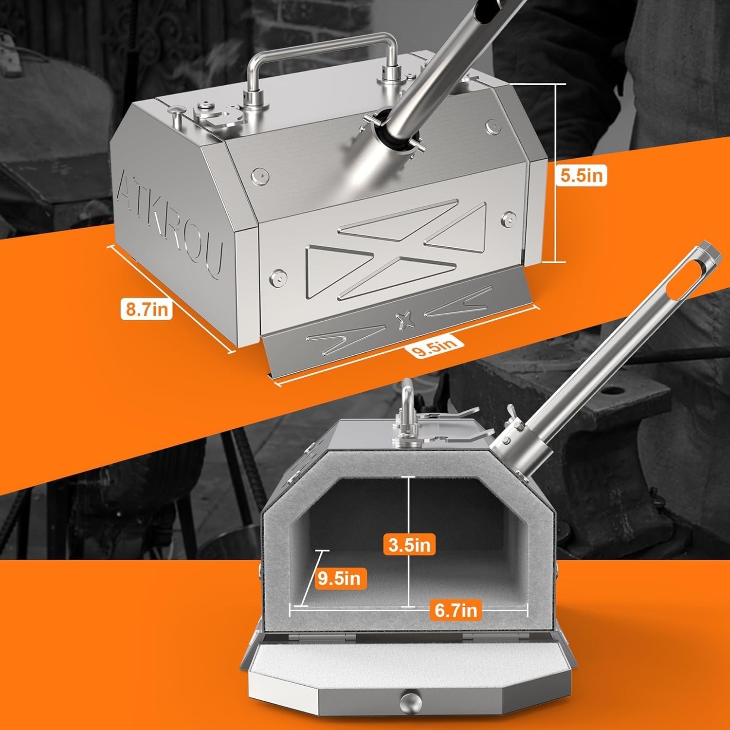 Lightweight Mini Propane Forge with Insulated 2600℉ Capability for Blacksmiths
