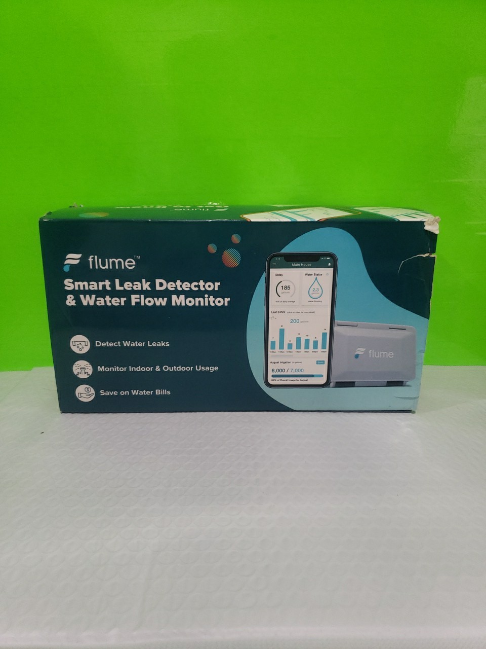 Flume Smart LeakDetector Water Flow Monitor Indoor or Outdoor WiFi & Sensor Used