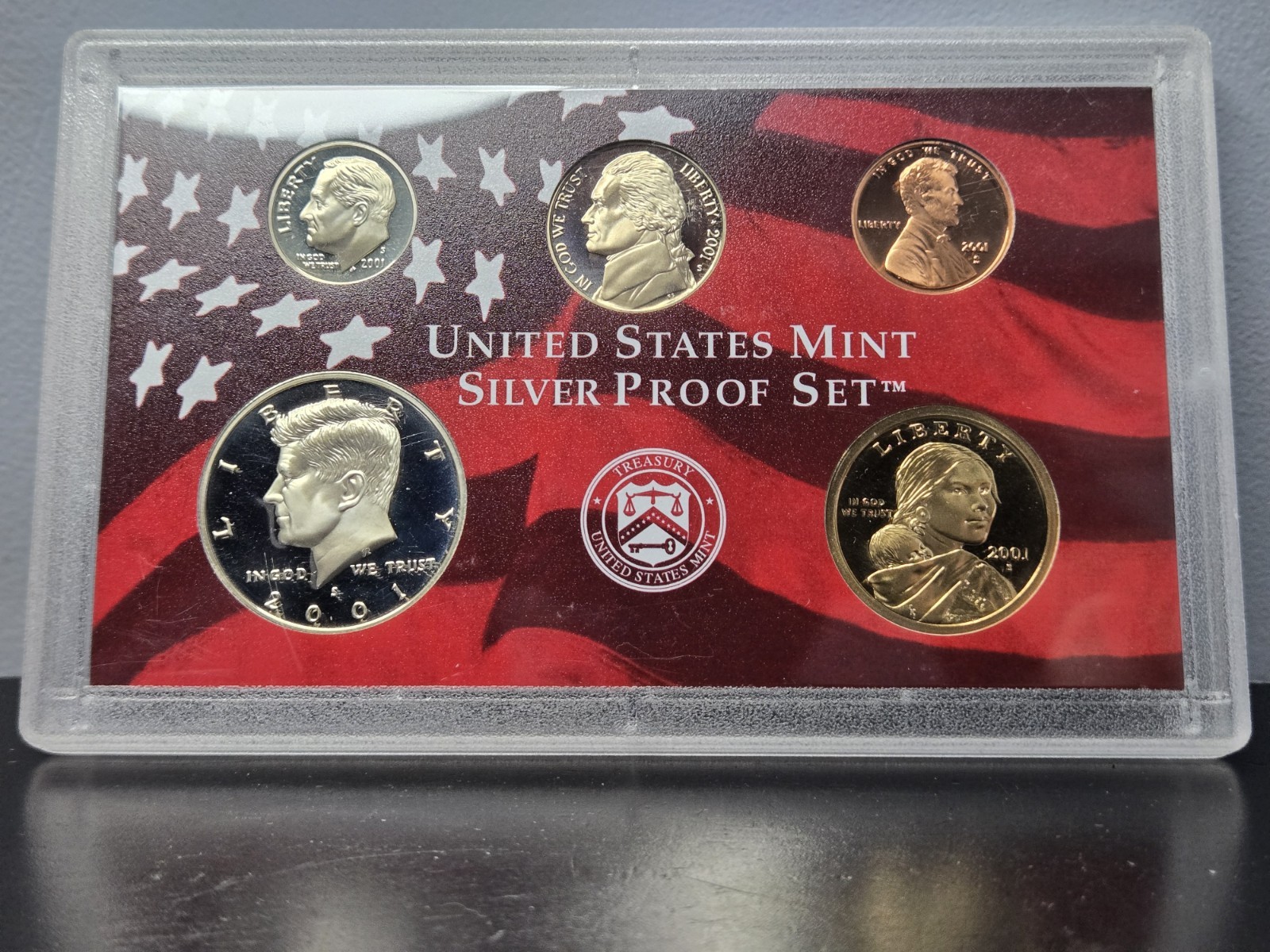 2001 United States Mint Silver Proof Set coins struck at the San Francisco Mint