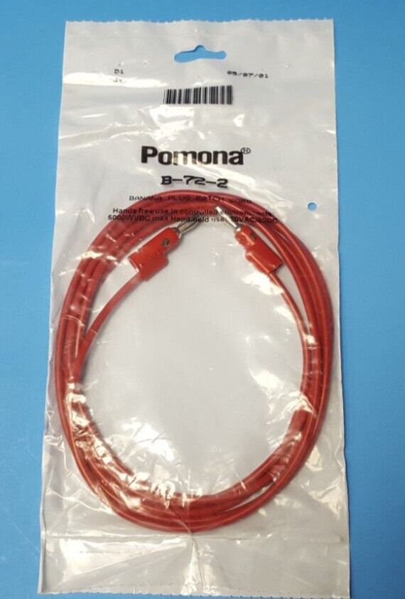 TEST LEAD BANANA TO BANANA, B-72-2, POMONA, 72.0", 5000VDC (ONE)