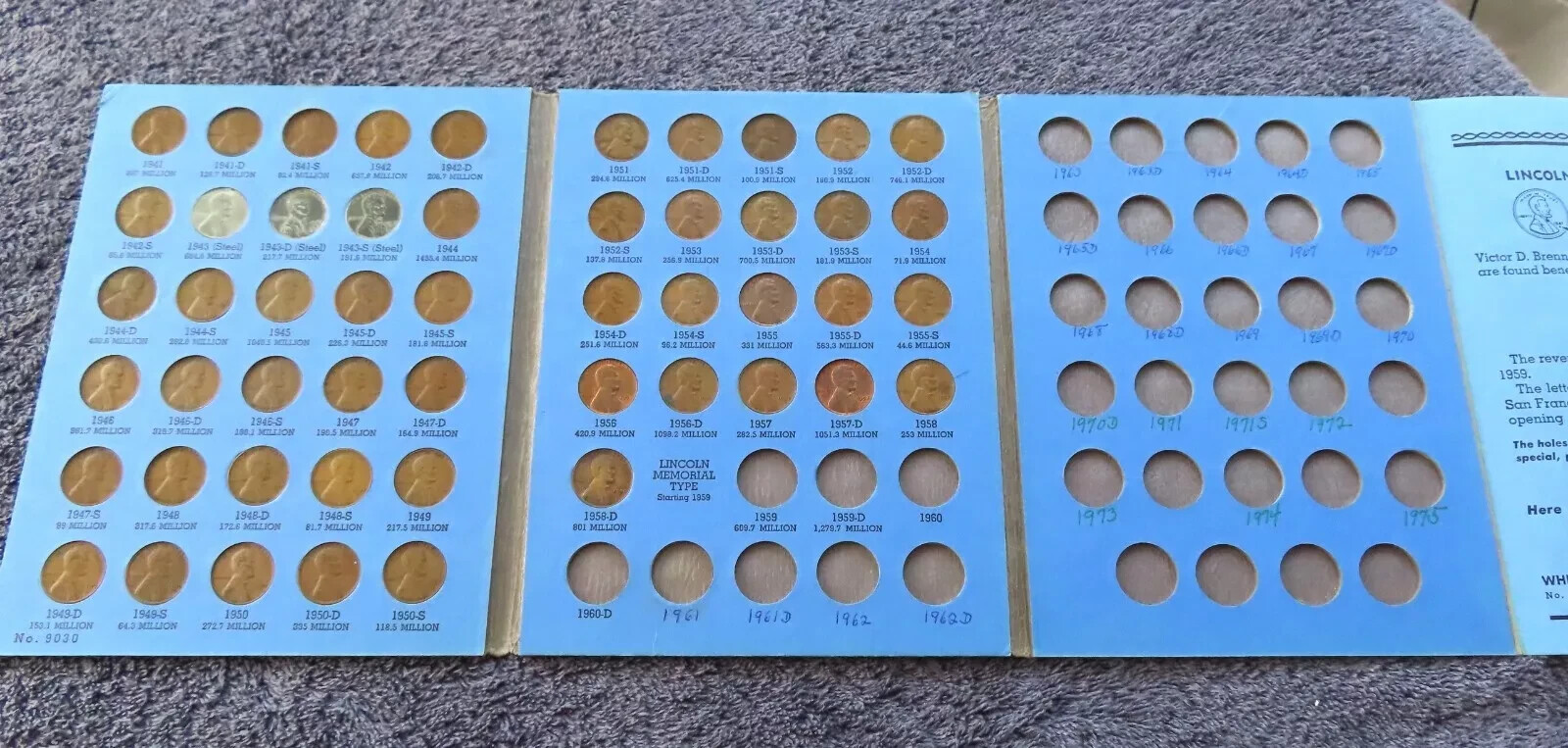Complete Lincoln Wheat Cent Collection In Folder 1941 - 1958 P D S Set