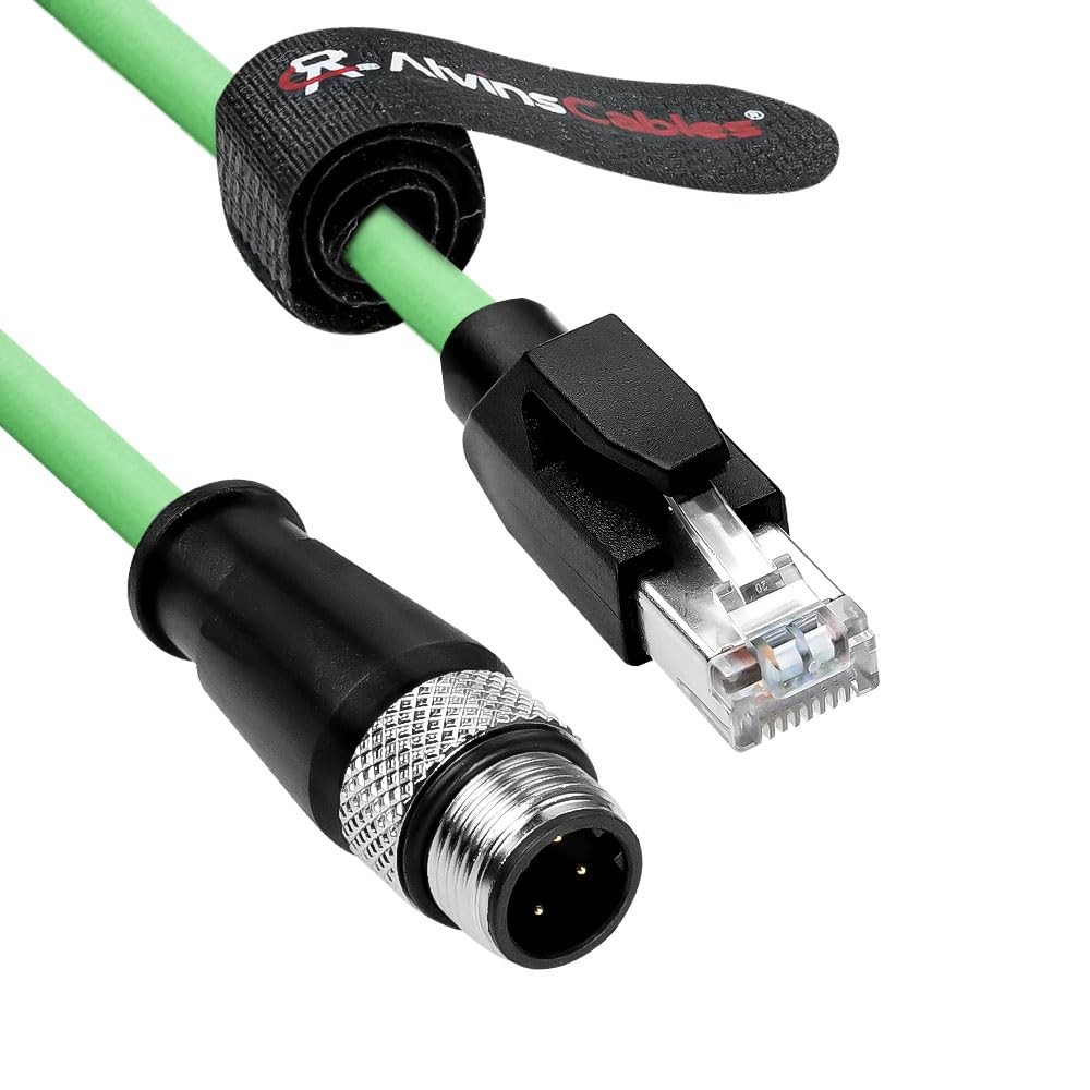 M12 D-Code 4Pin to RJ45 Ethernet Cable Flex for Industrial Camera 65.6ft/20M