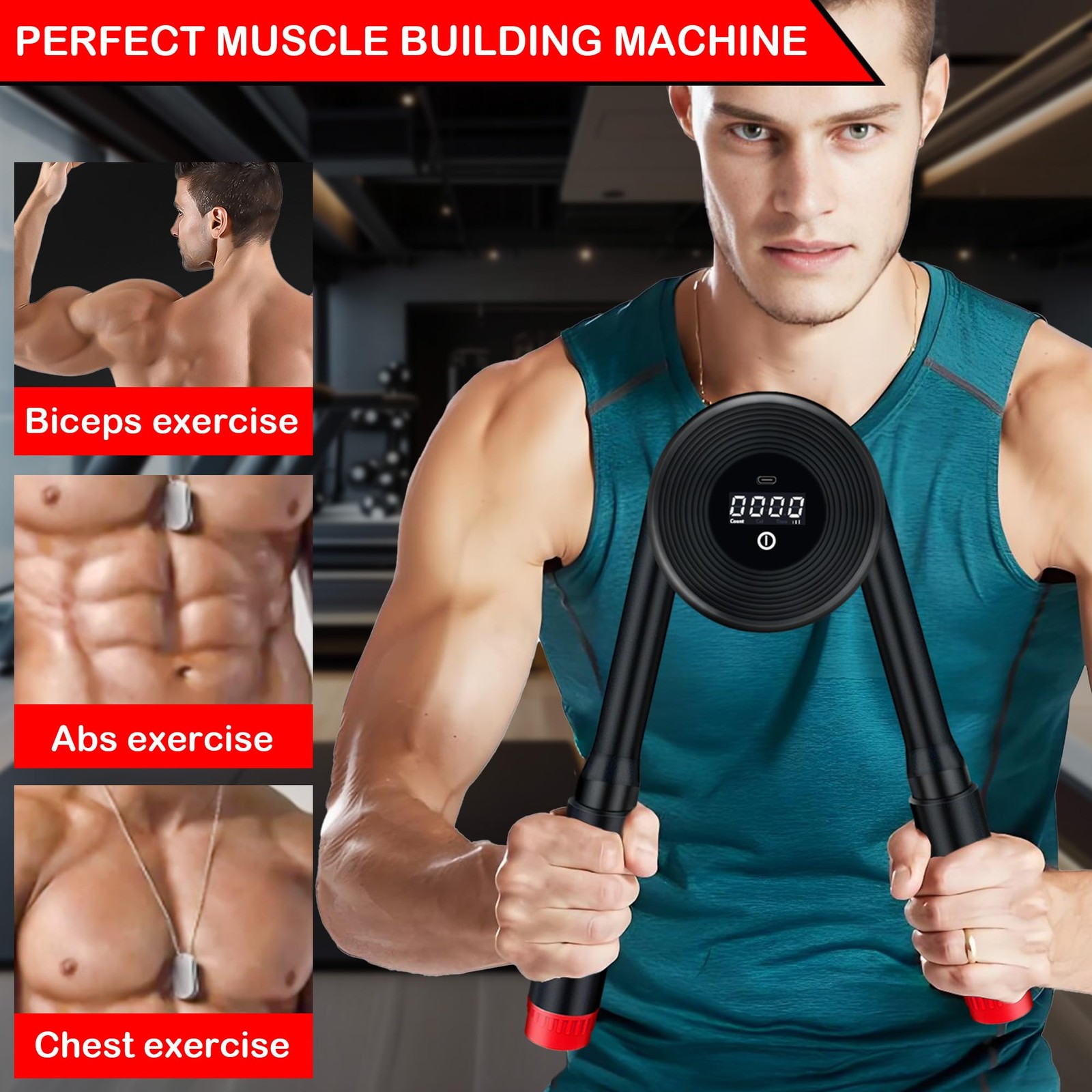 Hydraulic Arm Exerciser 22–440LBS with LED Display – Adjustable Power Chest W...