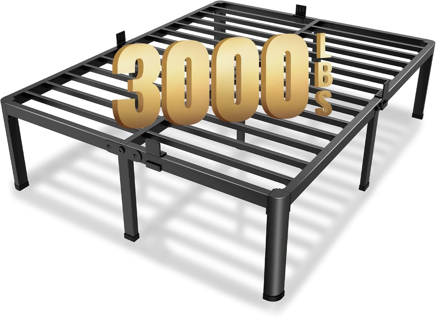 Sturdy 14-inch King Metal Bed Frame with Rounded Corners & No Box Spring Needed