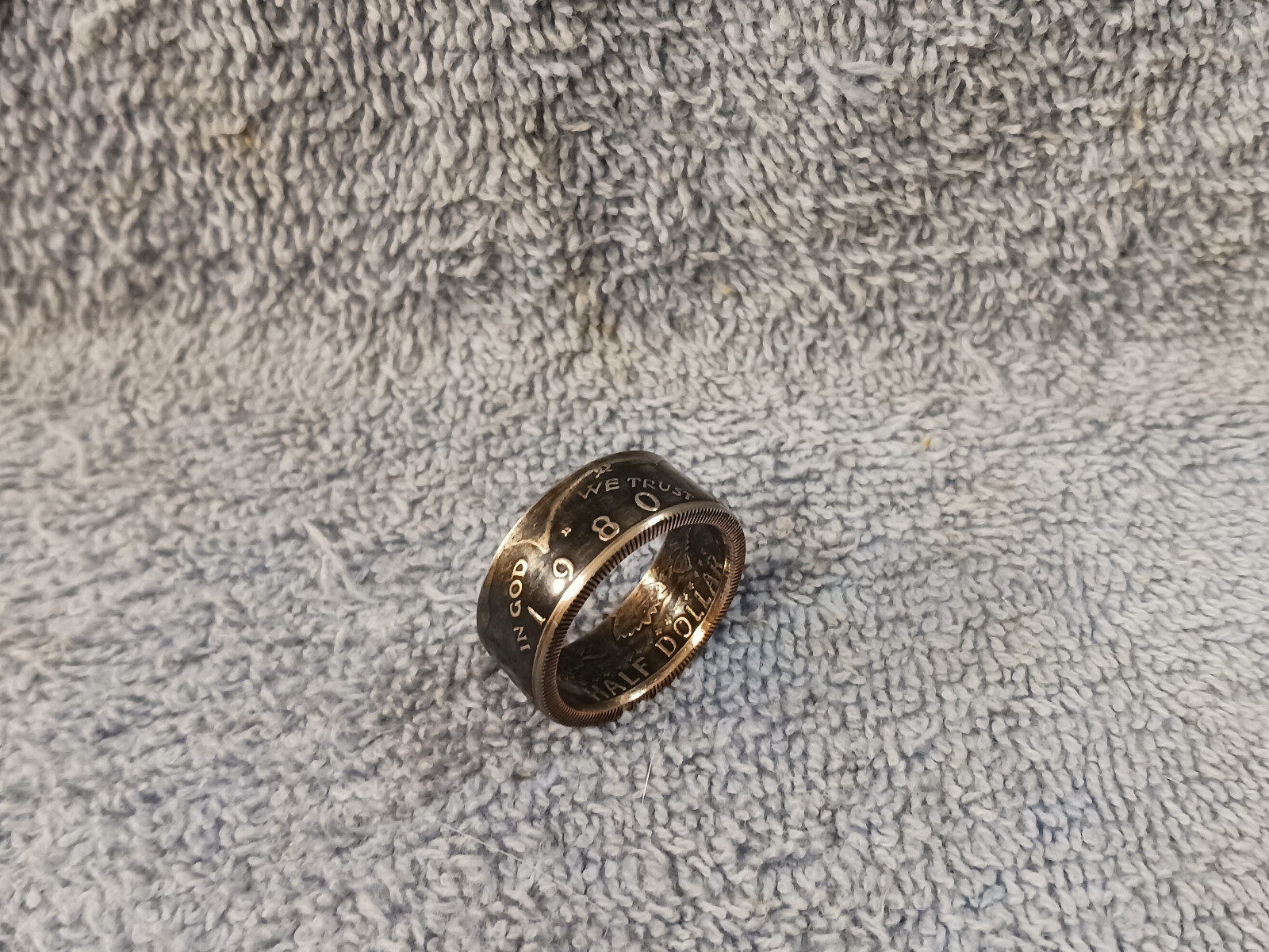 1980 Kennedy Half Dollars  size 11 coin ring  handmade mixed metals