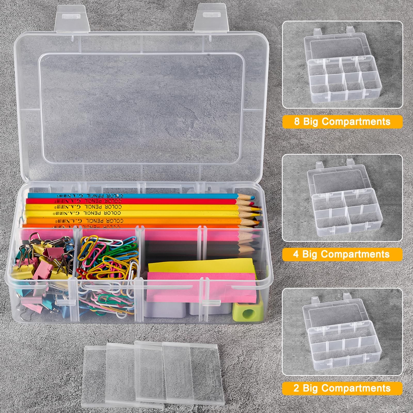 Jutieuo 2 Pack 8 Grids Bead Organizer and Storage, Plastic Small, Clear