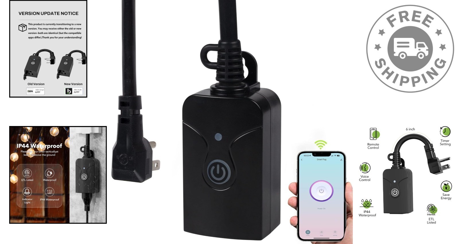 Weatherproof Smart WiFi Outlet with Remote Control for Alexa & Google Assistant