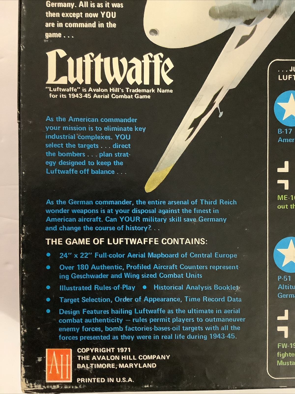 LUFTWAFFE The Game of Aerial Combat over Germany 1943-45 UNPUNCHED 1971 Bookcase