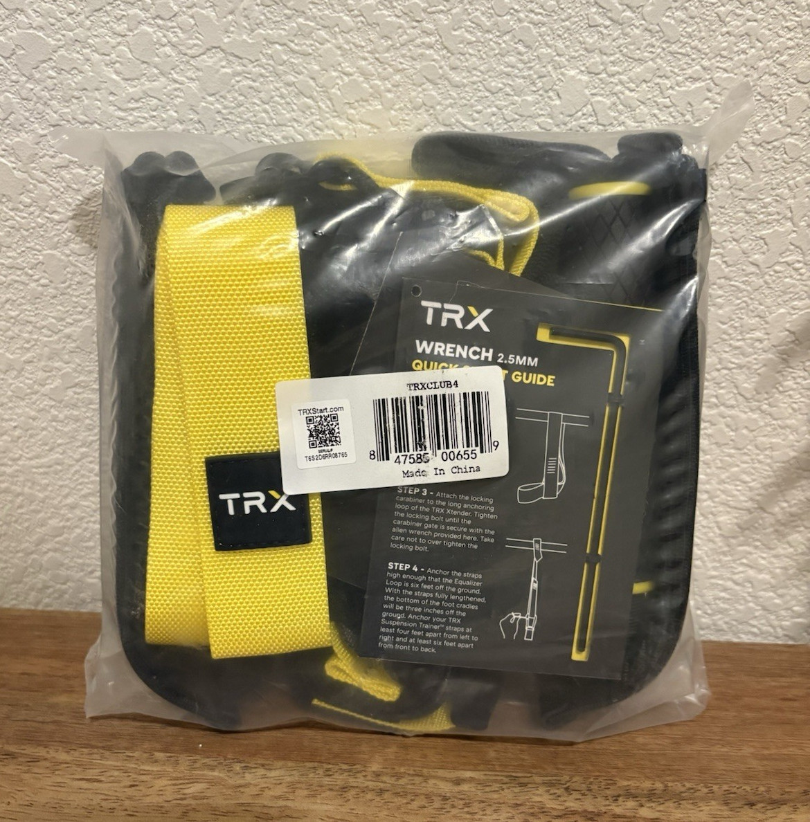 TRX Suspension Trainer Kit Black/Yellow w/ Wrench & Quick Guide TRXCLUB4
