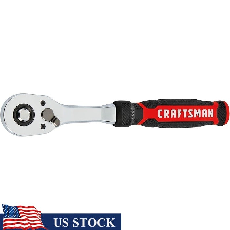 Low Profile Ratchet 3/8 Inch Drive 72 Tooth Bi-Material Handle Tool Tight Spaces
