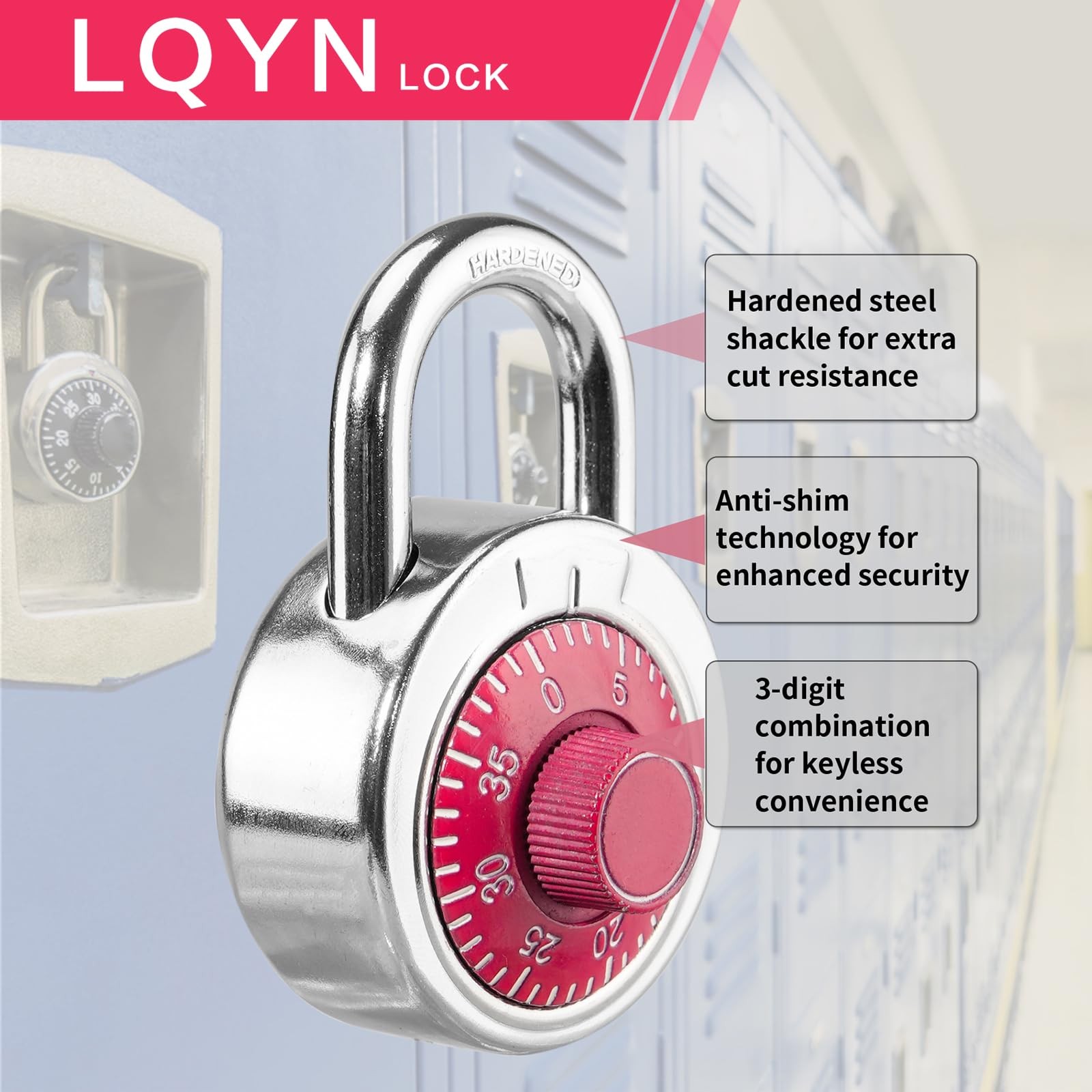Combination Lock, LQYN Dial Combination Padlock, Pack of 24; Red