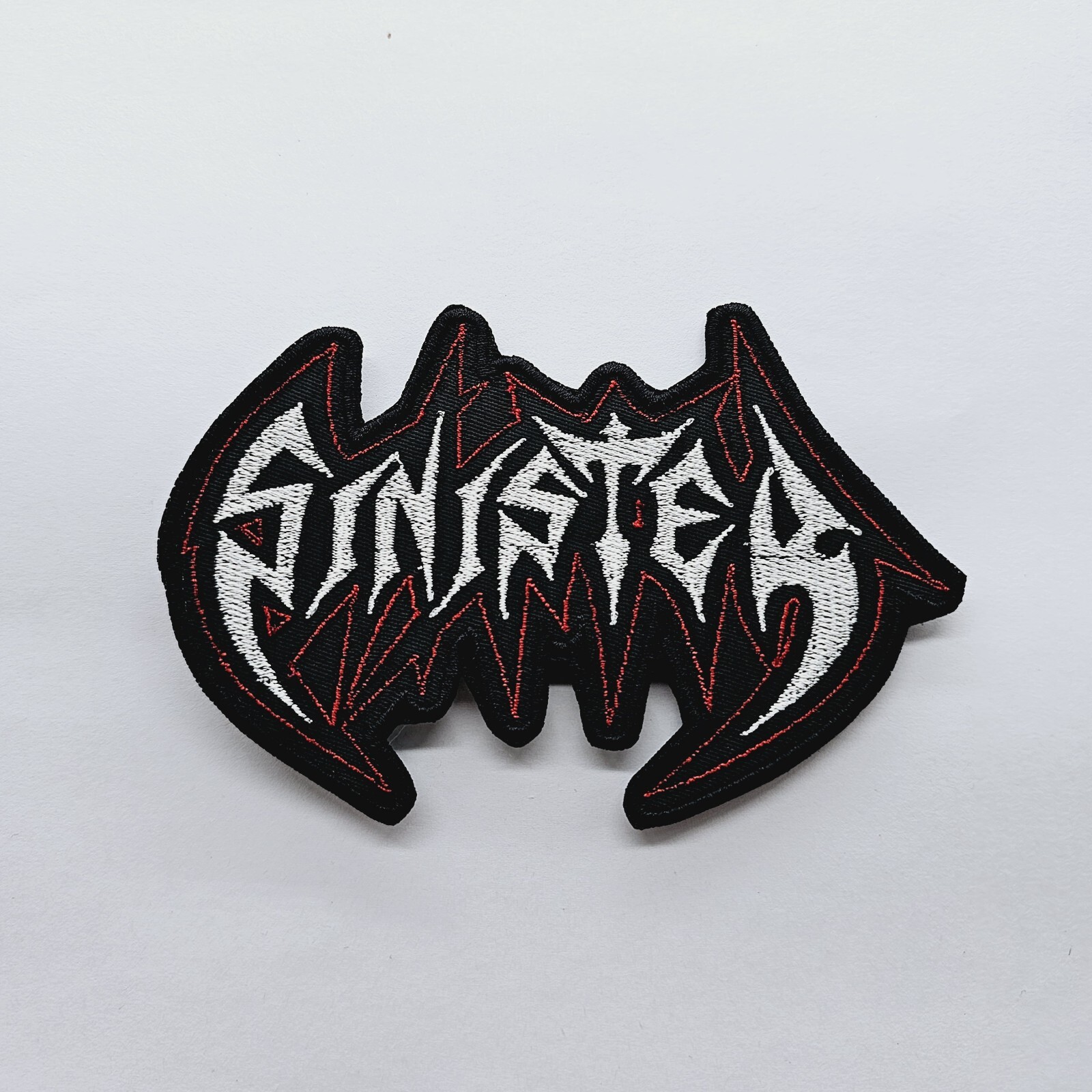 SINISTER  White And Red Logo EMBROIDERED  PATCH
