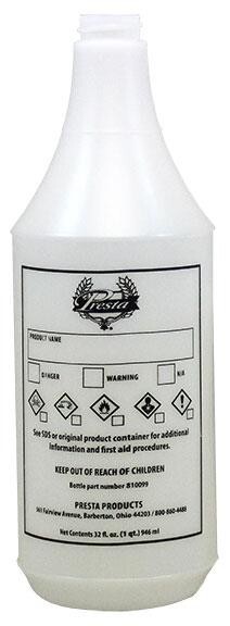 Presta 32 oz. Solvent Resistant Spray Bottle with GHS label