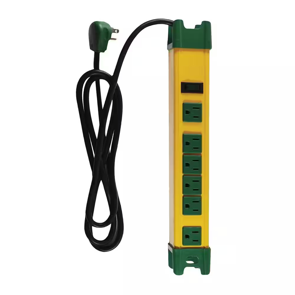 6 Outlet Metal Surge Protector W/ 6 Ft. Heavy Duty Cord Free Ship NEW