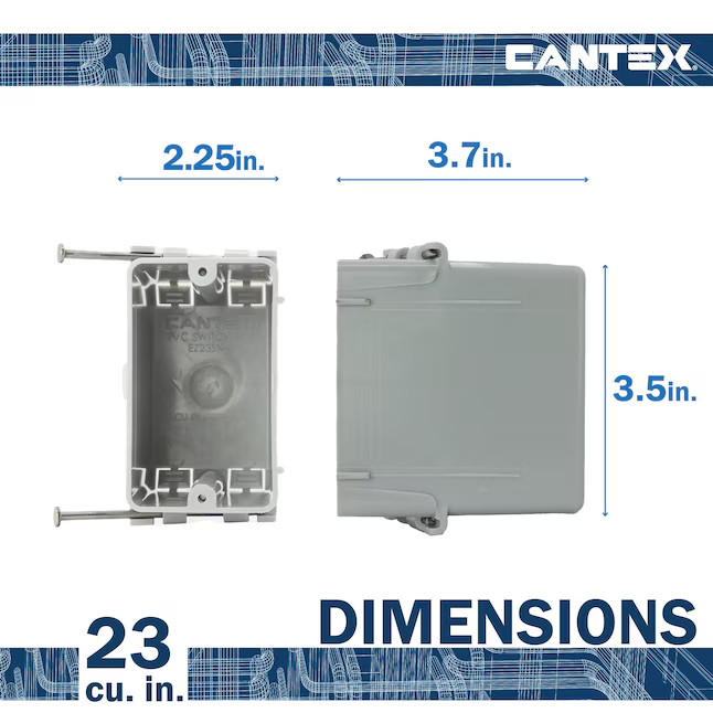 CANTEX 1 -Gang PVC New work Switch/Outlet Electrical Box