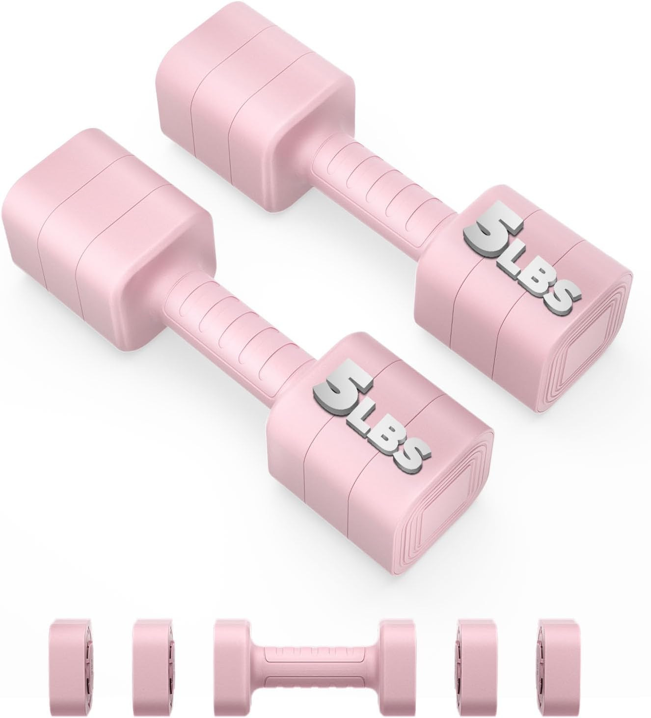 Adjustable Dumbbell Set of 2, 2.2-10LB Adjustable Weight Set, Anti-Slip Handle,