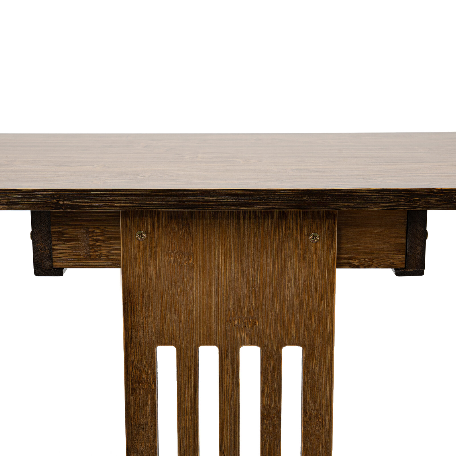 2 Tiers Walnut Sofa Table Bamboo Entryway Table Table With Storage Shelves