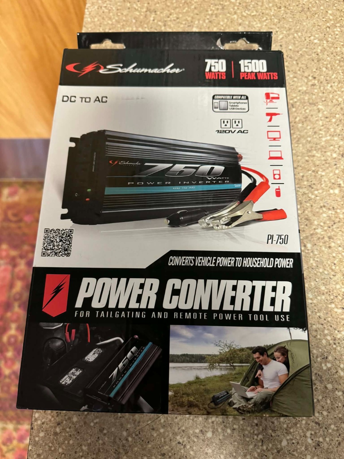 BRAND  NEW Schumacher 128 V, 750w, 1500 Peek W 2 outlets Power Inverter PI-750
