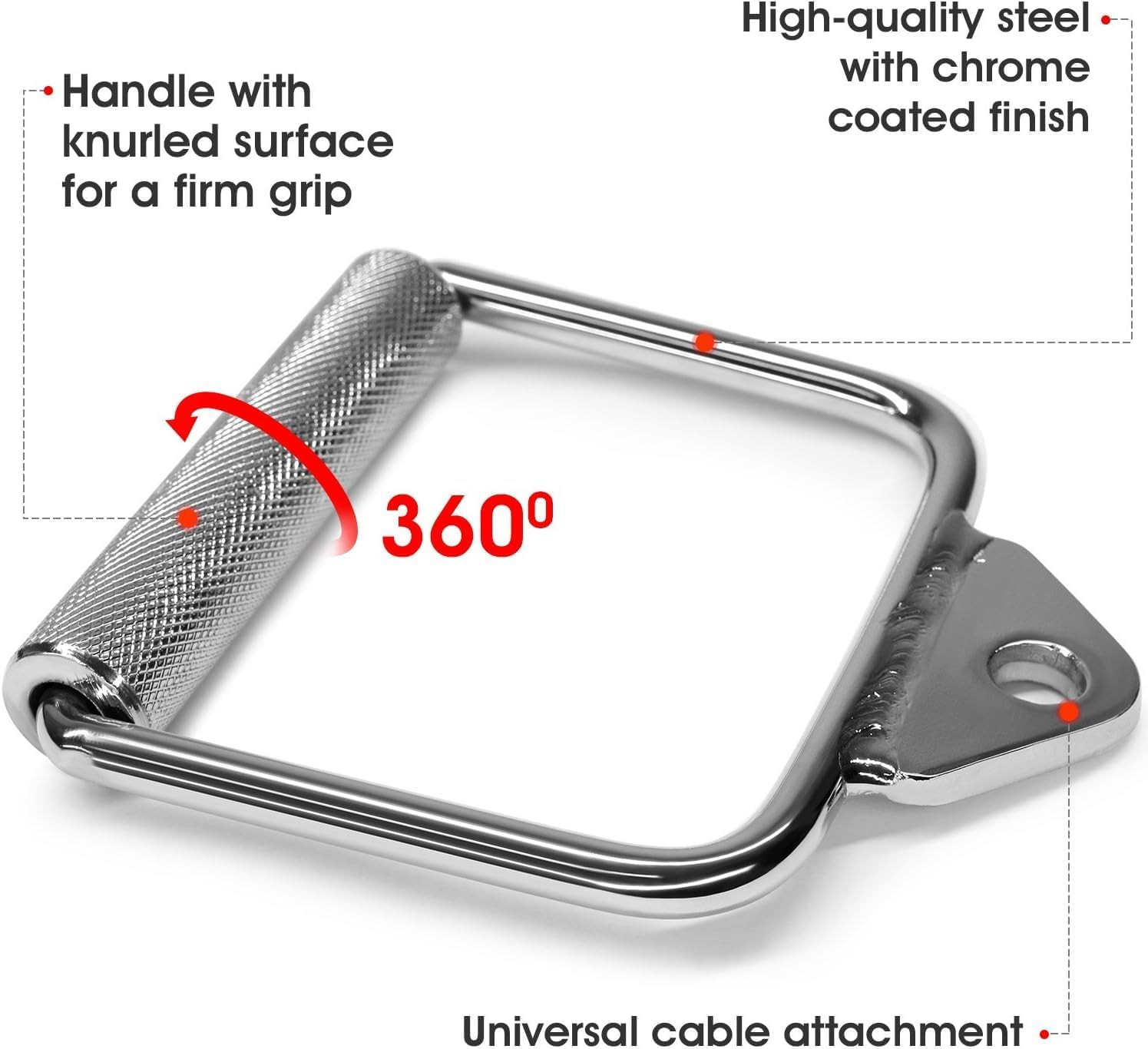 Single D-Handle Cable Attachment for Weight Lifting –Lat Pull down Bar / Tricep