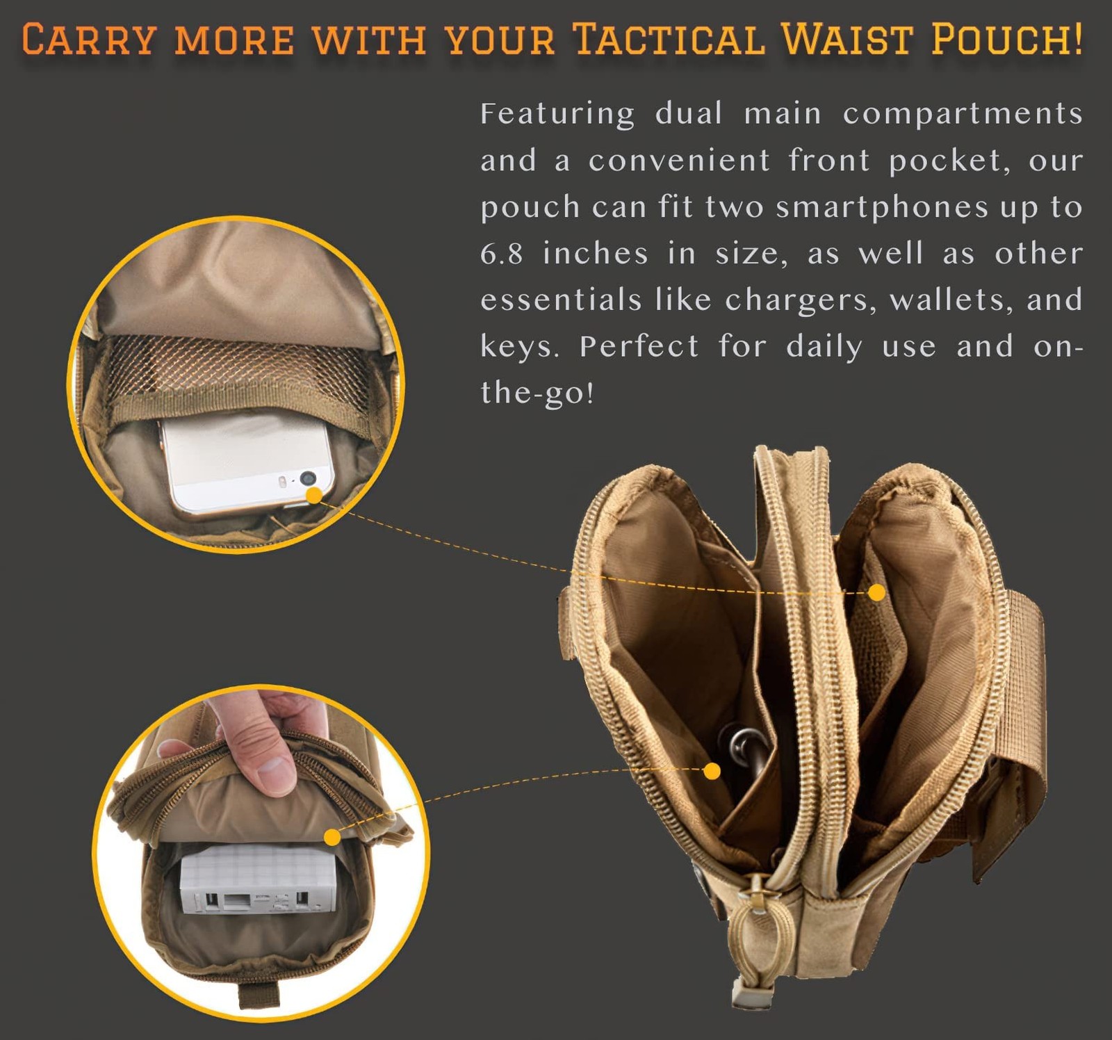 Tactical Waist Pouch MOLLE EDC Pouch Outdoor Man Waist Bag with Phone Belt Cl...