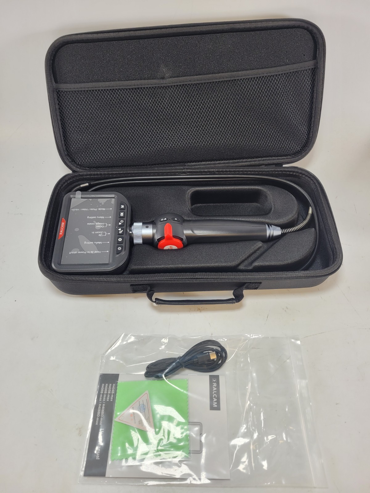 Ralcam Articulating Borescope H406BD-max Dual Lens Inspection Camera 5" Screen