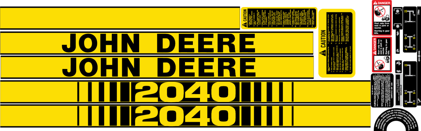 2040 John Deere Late model Tiger Stripe Complete Decal Set