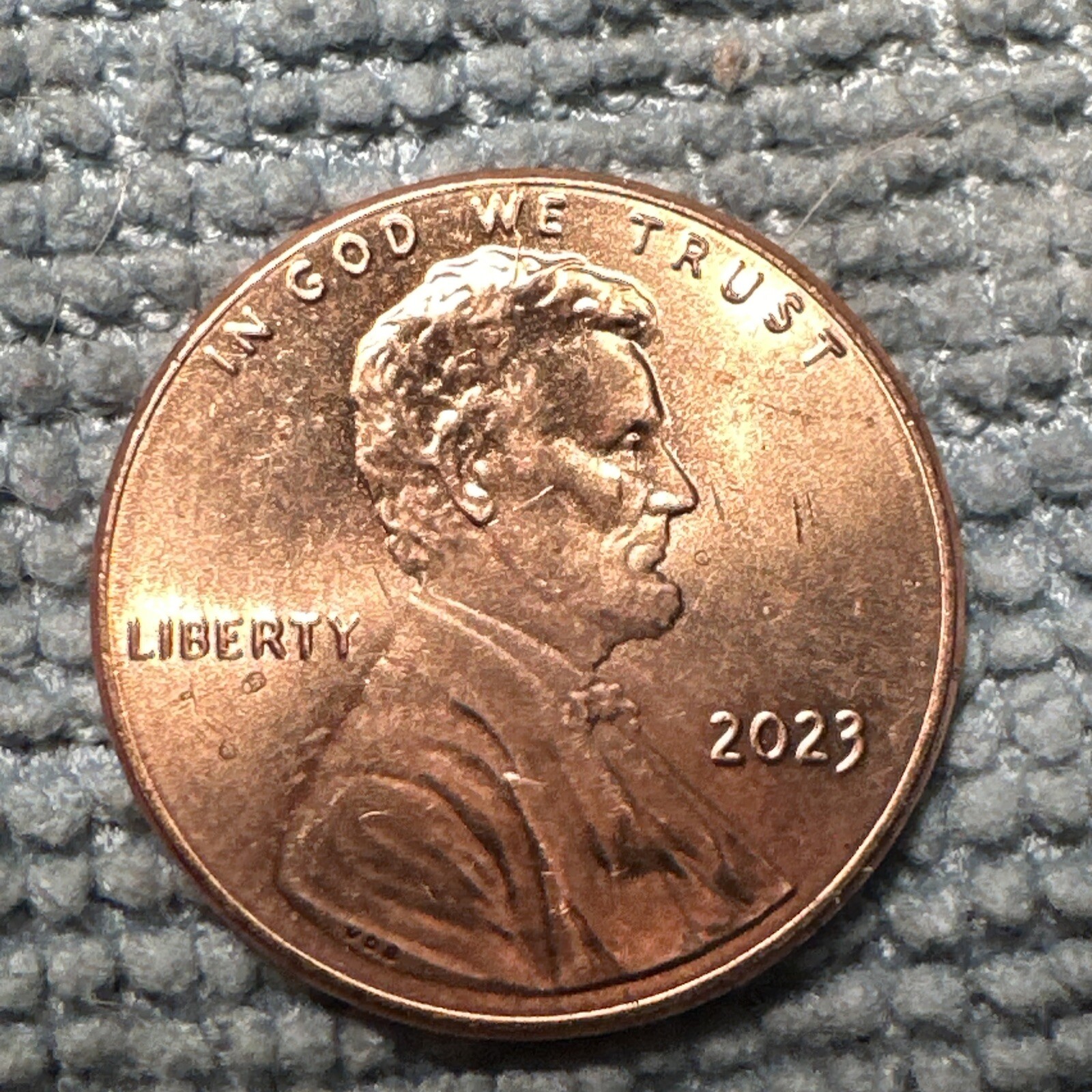 2023-P BROKEN DIE LINCOLN SHEILD PENNY/  Die Crack Spike Head Error