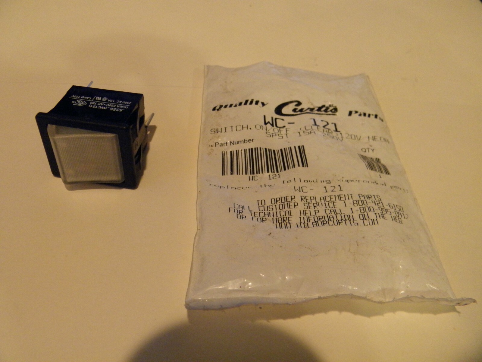 NEW One Wilbur Curtis Part # WC-121 -Off- On Switch (Clear)