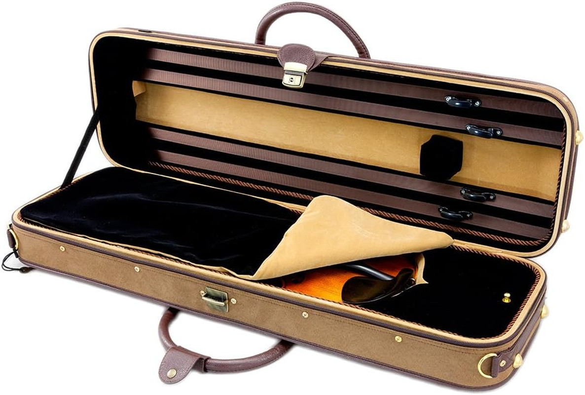 Violin Oblong Case Solid Wood Imitation Buckskin with Hygrometers Brown/Brown Kh