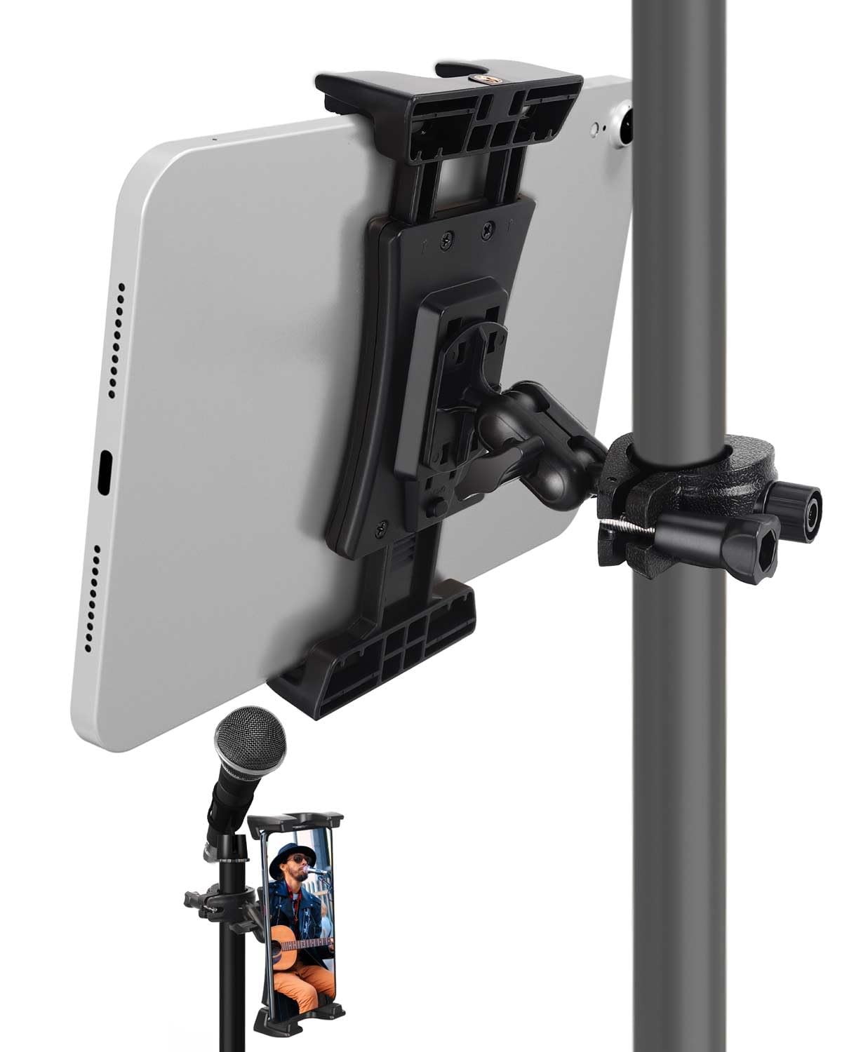 Holder for Mic Stand, iPad Holder Stand Adjustable Micophone Music Stand Moun...