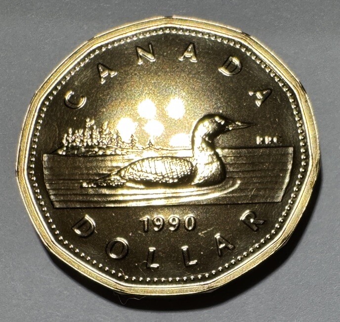 1990 Canadian Proof Like One Dollar "Canadian Loon" Loonie Coin from RCM Set