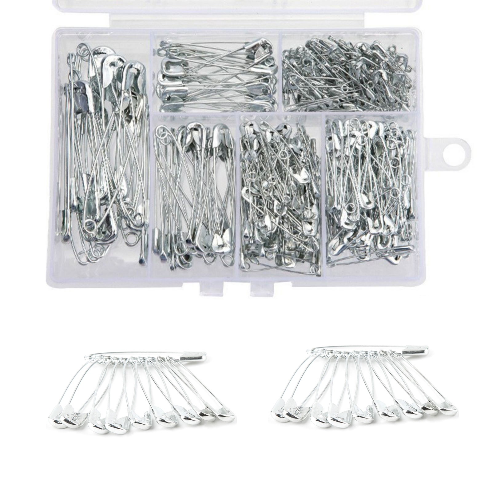 300Pcs Safety Pins Assorted 6 Size For Sewing Crafting Tailoring Clothing Repair