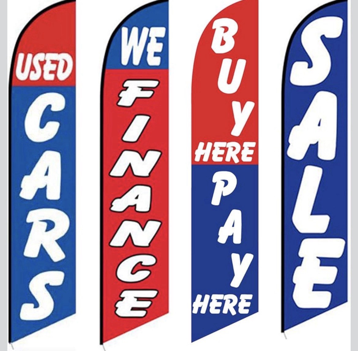 4-Piece Windless Swooper Flag Set for Used Car Promotions - Heavy-Duty & Vibrant