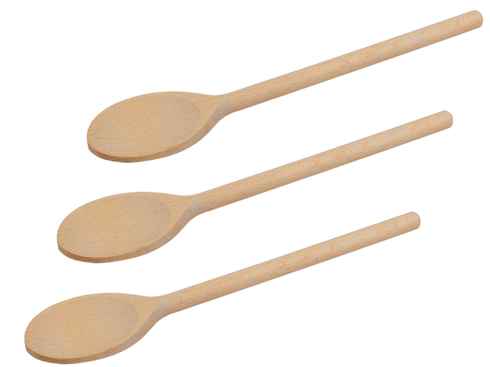 Set of 3 Wooden Spoons (10-Inch) – Natural Beechwood Mixing Spoons for Cookin...