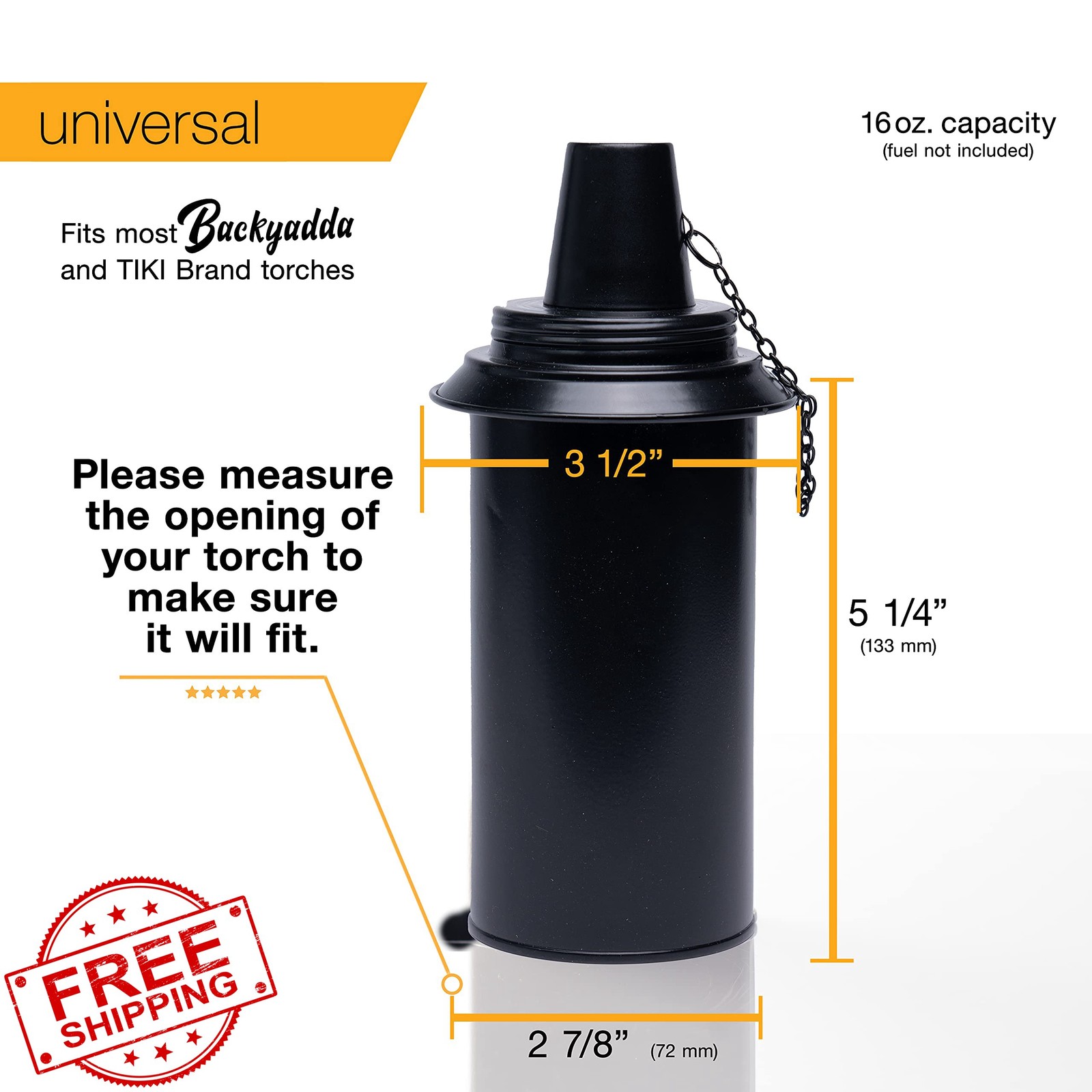 Backyadda 4pk Aluminum Tiki Torch Fuel Canister Black