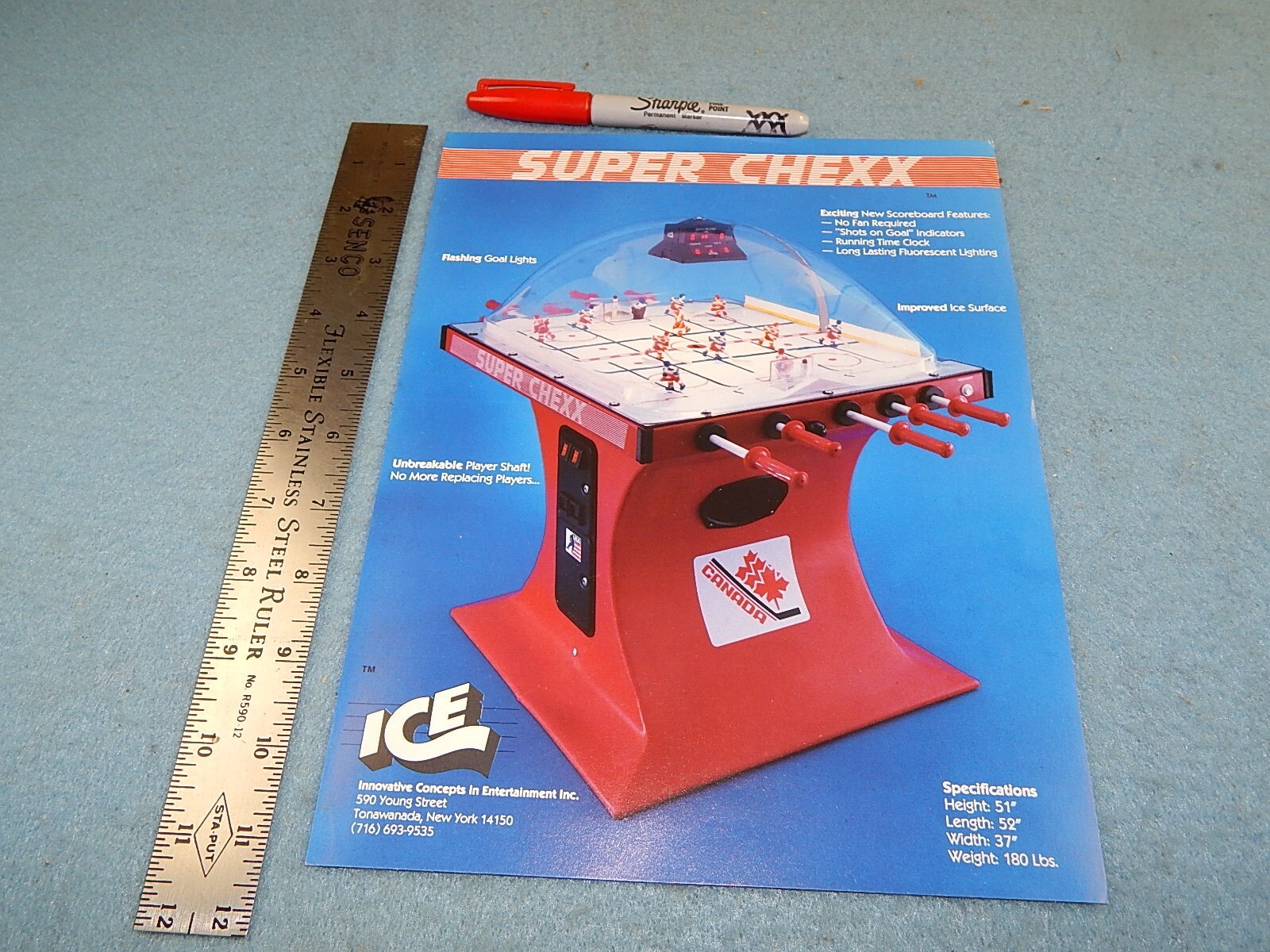 1991 I.C.E. SUPER CHEXX arcade game advertising flyer