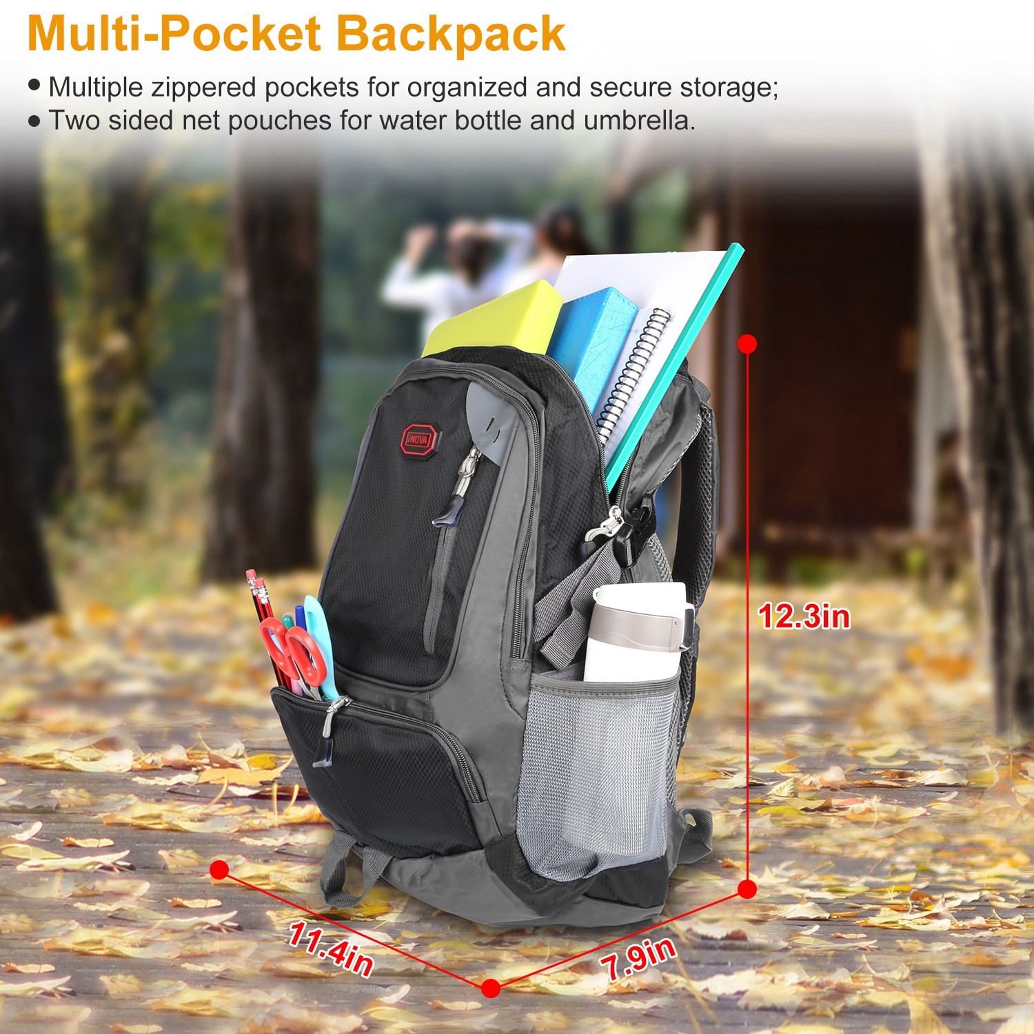 Travel Backpack Durable Nylon Adjustable Shoulder Straps Bag for School Hiking