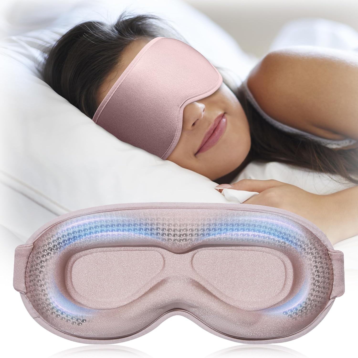 Weighted Blackout Sleep Mask for Women, 3D Contoured Zero Eye Pressure, Lash-Fri