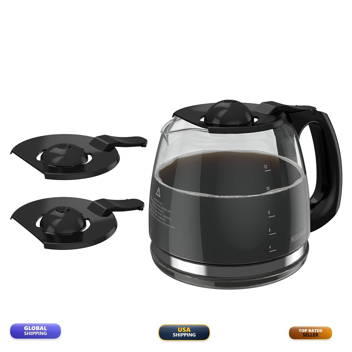 Black+Decker GC3100B TC1200B 12-Cup Replacement Carafe Black Handle