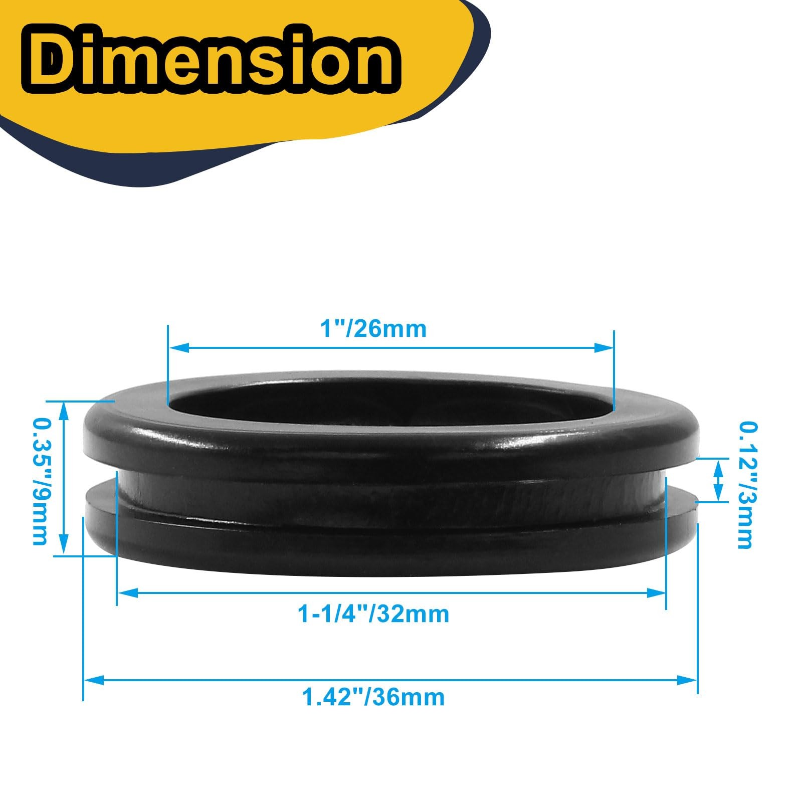 6pcs 1" ID 1 1/4" Drill Hole Rubber Grommets Firewall Hole Plug Wire Protecti