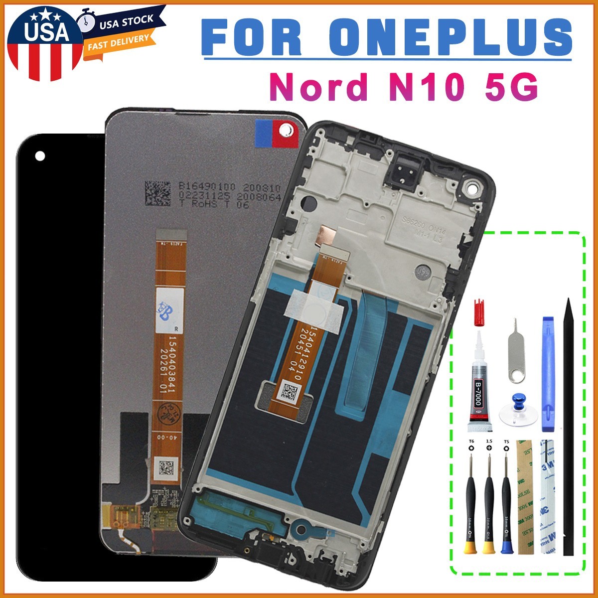 LCD Display Digitizer Touch Screen Frame Assembly ±Tools For OnePlus Nord N10 5G