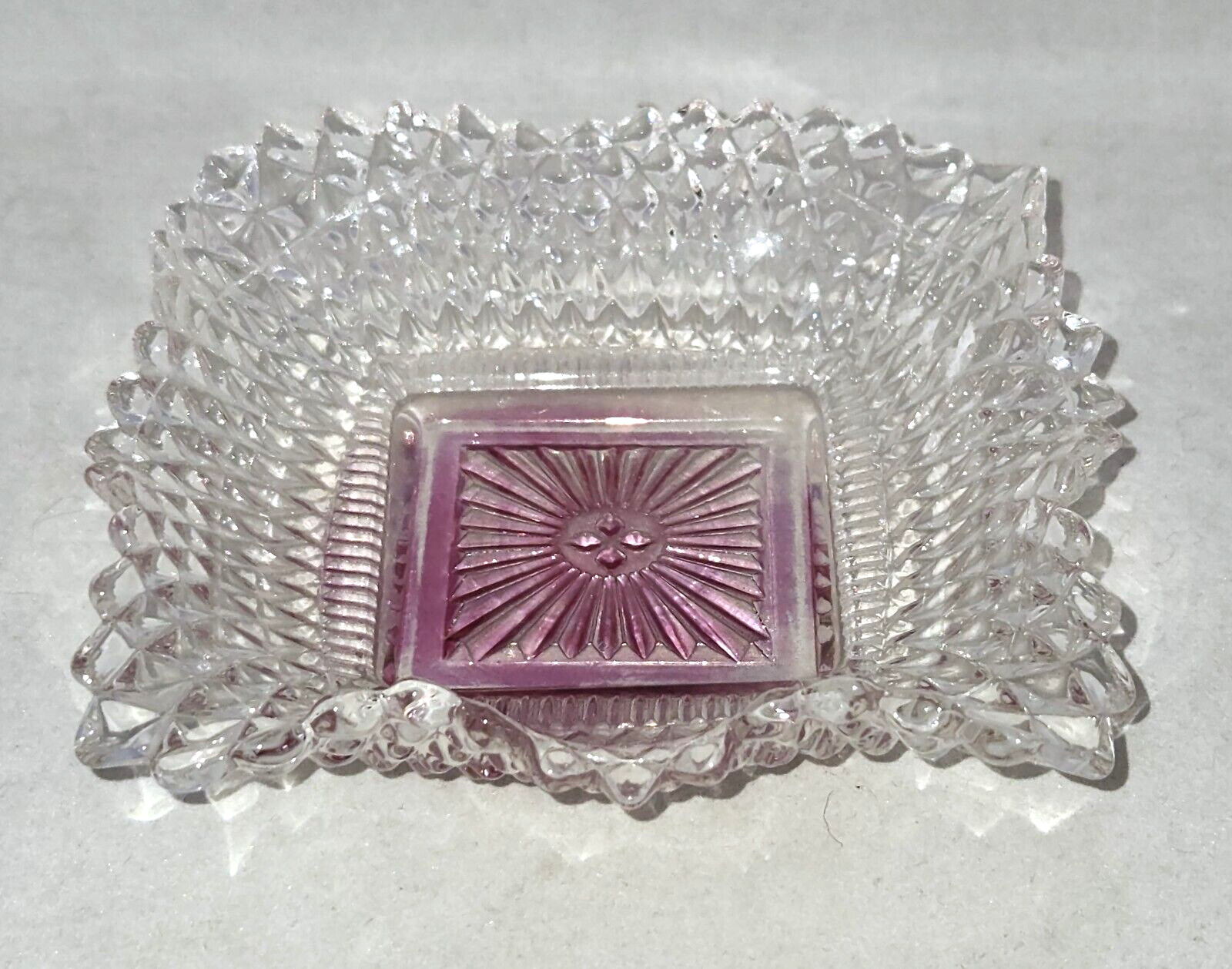 Federal Glass TRADITIONS Ruby Flashed Diamond Ruffled Square BON BON DISH